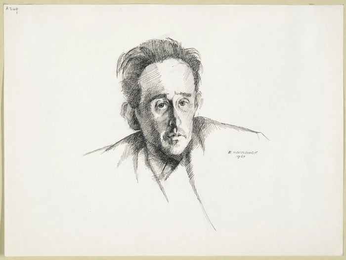Noordhof, Elisabeth Johanna, 1924-2013 :Portrait of James K Baxter, 1967
