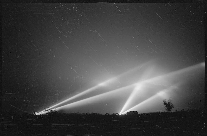 Searchlights, Italy, during World War 2