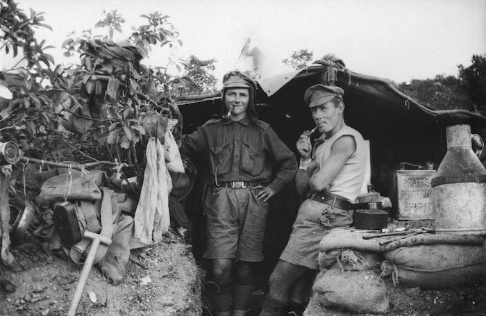 Two soldiers in a dug-out, Gallipoli, Turkey