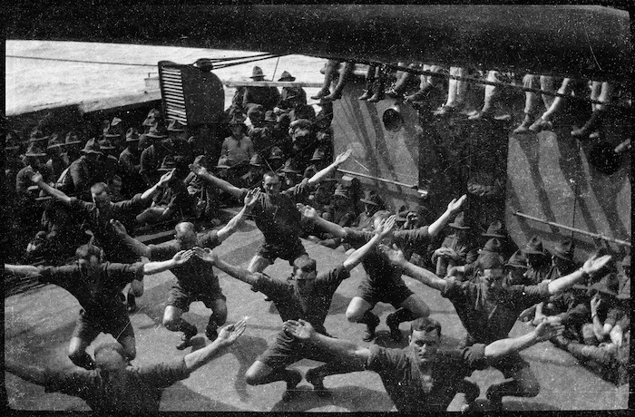 Soldiers exercising on board the World War 1 troopship Ruapehu