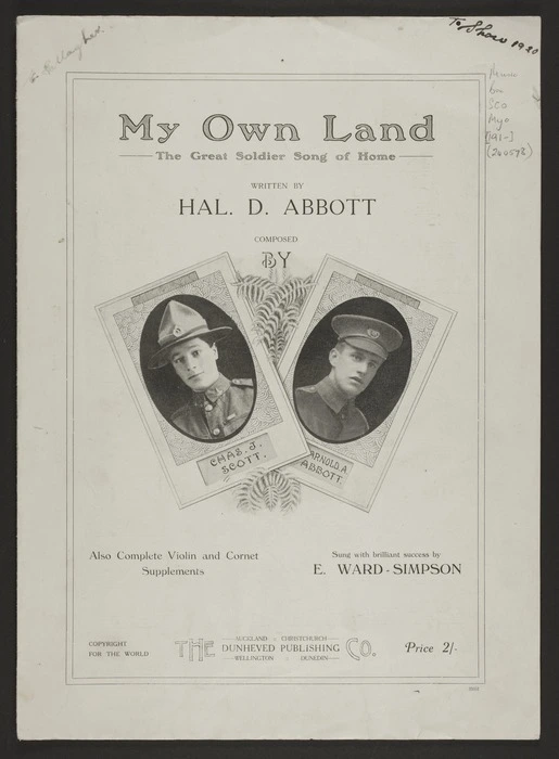My own land : the great soldier song of home / written by Hal. D. Abbott ; composed by Chas. J. Scott, Arnold A. Abbott.