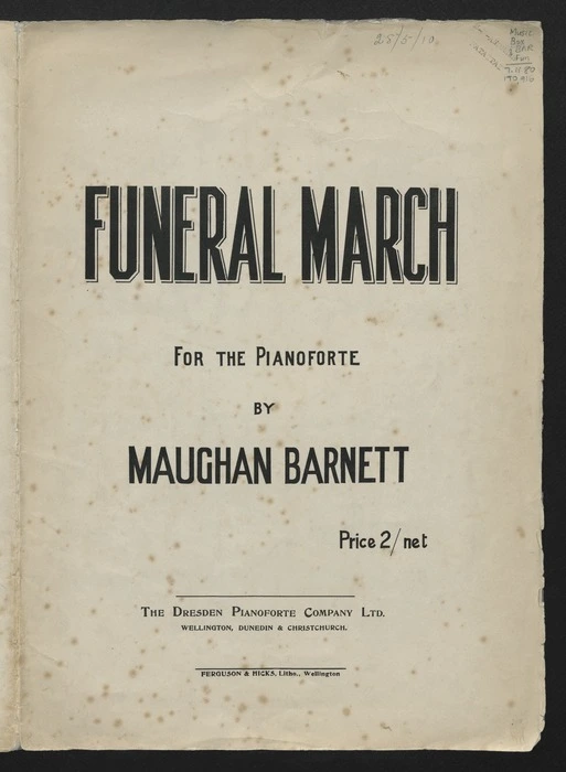Funeral march : for the pianoforte / by Maughan Barnett.