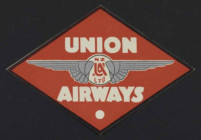 Union Airways of New Zealand Ltd : [Airline sticker, diamond shape. ca 1935-1945]