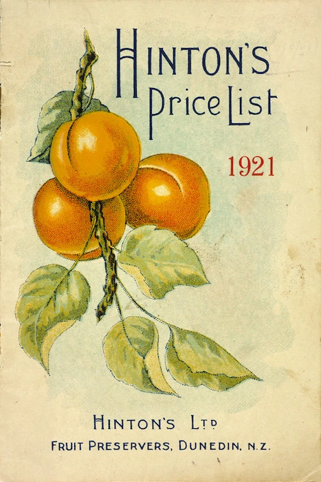 Hinton's Ltd :Hinton's price list, 1921. [Cover].