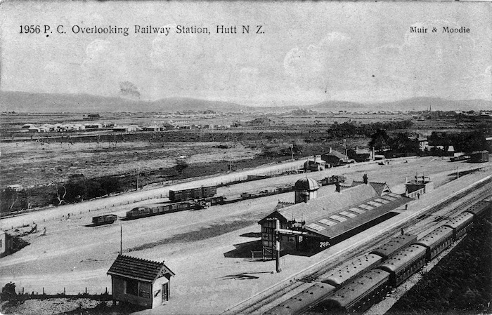 Muir & Moodie (Photographers) :Lower Hutt Railway Station and yards, Wellington region