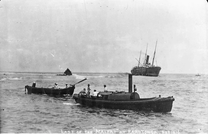 The wreck of the ship Maitai, Rarotonga, December 1916