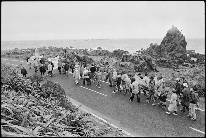 Project Waitangi march at Moa Point, Wellington