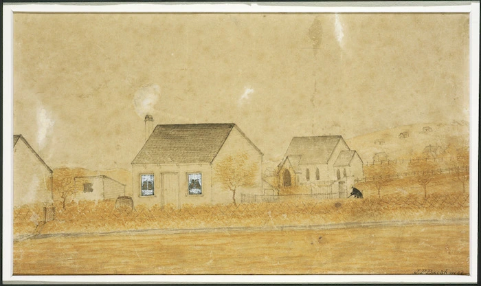 Backhouse, John Philemon, 1843-1908 :Military settler's cottage, Hamilton. [1865-1900]