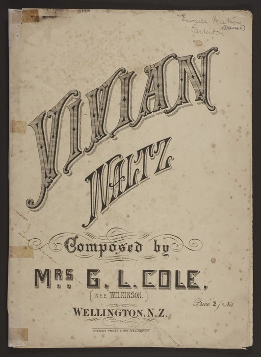Vivian waltz / composed by Mrs. G.L. Cole (nee Wilkinson).
