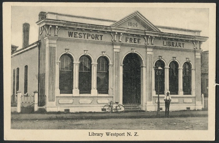 [Postcard]. Library Westport N.Z. [ca 1910].