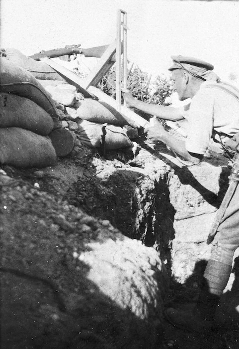 Periscope rifle in front line trench, Gallipoli