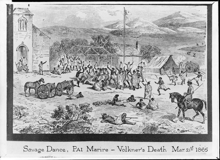 [Levy, Samuel A] :Savage dance, Pai Marire - Volkner's death, March 21st, 1865. Illustrated London news