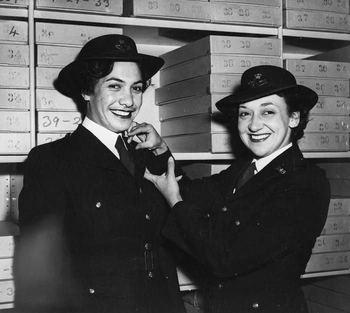 Bernadette Mariu and Pat Mathieson in police uniform
