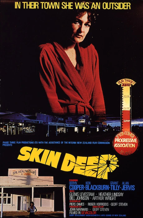 Phase Three Film Productions Ltd with the assistance of the interim New Zealand Film Commission presents "Skin deep", starring Deryn Cooper, Ken Blackburn, Grant Tilly, Alan Jervis. Directed by Geoff Steven. [1978].