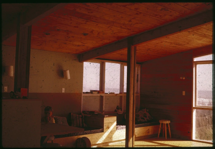 Interior of beach house for J H T Maunsell at Riversdale, Wairarapa - Photograph taken by Derek John Wilson