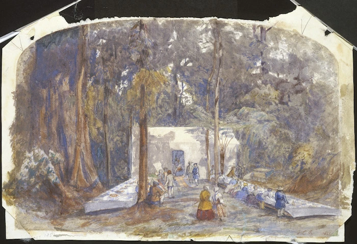 Richmond, James Crowe, 1822-1898 :Picnic near Ratanui. December 1851.
