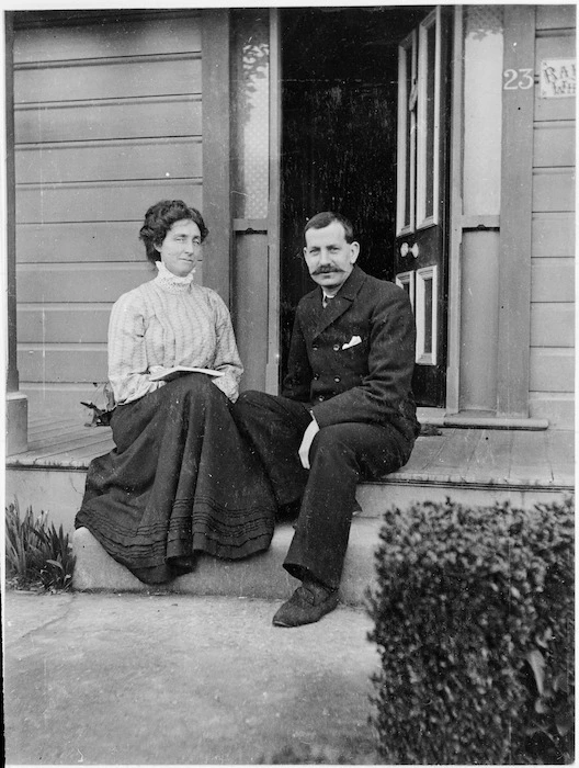 Laura and Albert Percy Godber at their home in Petone