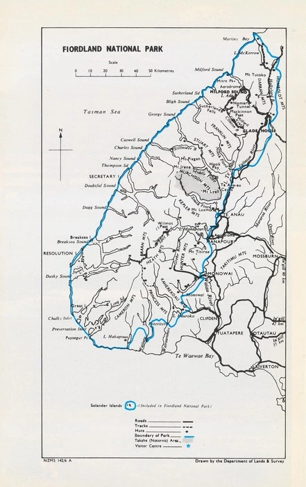 Fiordland National Park / drawn by the Department of Lands & Survey.