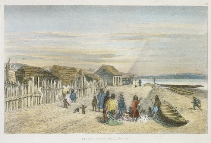 [Brees, Samuel Charles] 1810-1865 :Pipitea Point, Wellington [Between 1842 and 1845] Engraved by Henry Melville. Drawn by S C Brees. [London, 1847]