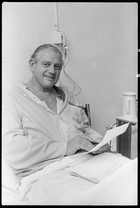 Prime Minister Norman Kirk in Wellington Public Hospital