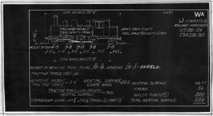 Blueprint specifications for "Wa" class steam locomotives (J converted)