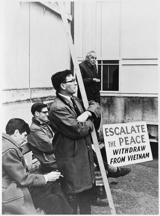 Reverend Ormond Edward Burton speaking at a demonstration against the war in Vietnam