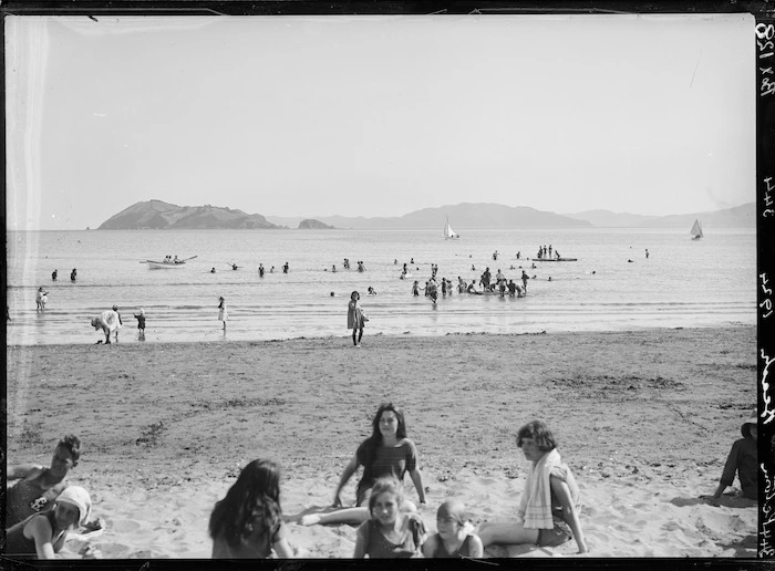 People at Petone beach, Lower Hutt