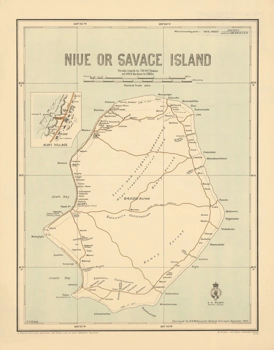 Niue or Savage Island / surveyed by H.D.M. Haszard, District Survey, December, 1903 ; F.W.B. delt.