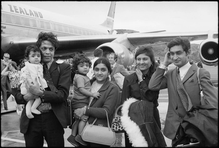 Asian refugees from Uganda arriving at Wellington Airport