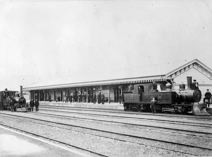 Lambton Station, Wellington, and two steam locomotives