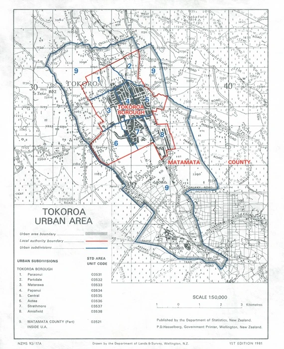 Tokoroa urban area / drawn by the Department of Lands & Survey, Wellington, N.Z.