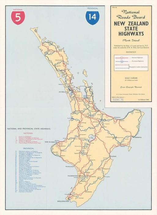 New Zealand state highways (North Island) ; New Zealand state highways (South Island) / National Roads Board.