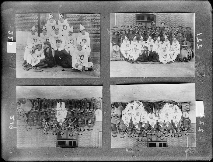 Four World War I `Digger Pierrot' group photographs