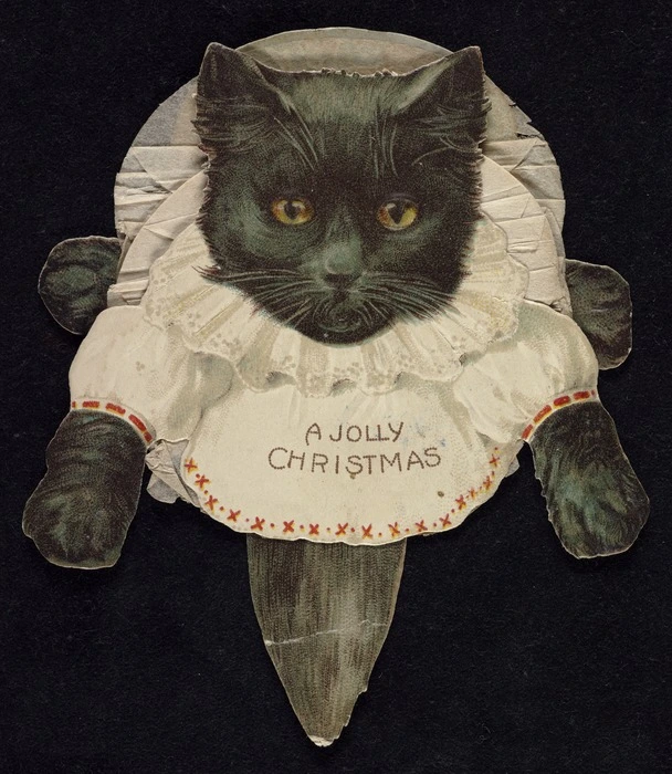 A jolly Christmas [Cat Christmas card. ca 1900]