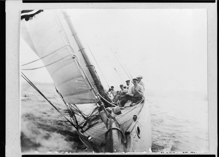 Alexander Horsburgh Turnbull and others, aboard Turnbull's yacht "Iorangi", by an unidentified photographer