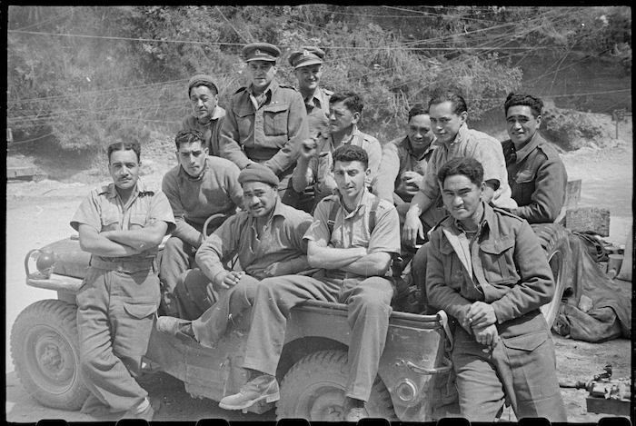 Members of the 28th New Zealand (Maori) Battalion near Cassino, Italy - Photograph taken by George Robert Bull