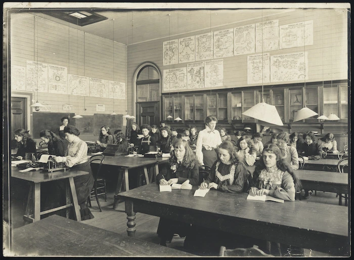 Typing class at the Wellington Technical School