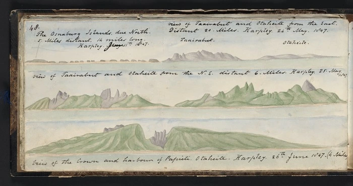 [Views of Tahiti and outlying islands from the Harpley]