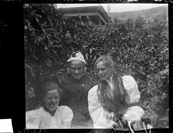 Amy Kirk, Sarah Jane Kirk, and Cybele Kirk in garden