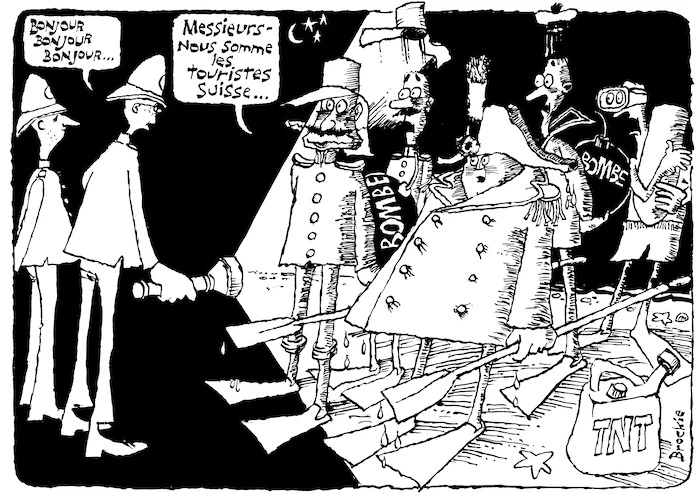 Brockie, Robert Ellison, 1932- :Bonjour, bonjour, bonjour... Messieurs - nous somme les touristes Suisse...' National Business Review, 2 September 1985.