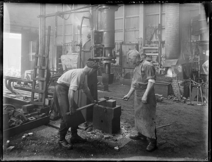 Ex-servicemen undergoing rehabilitation in a workshop after the Great War