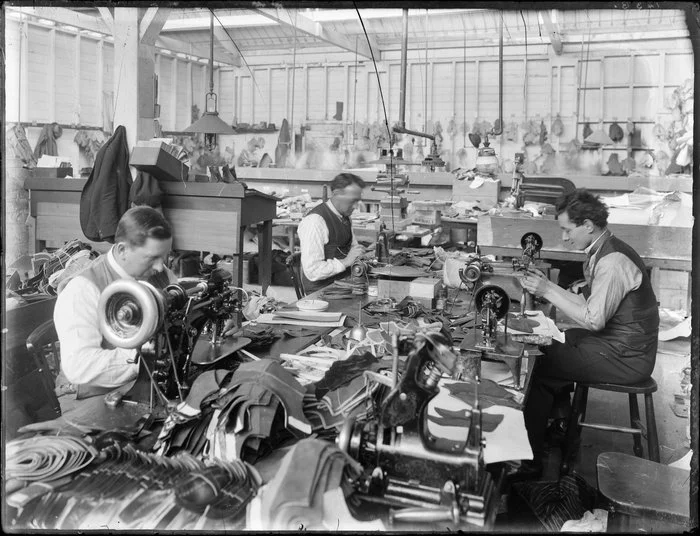 Tailors with sewing machines, Christchurch