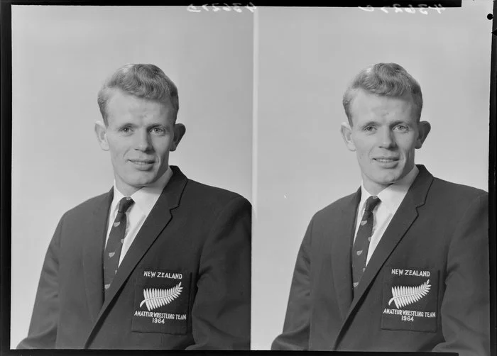 Mr A G Greig, New Zealand representative, amateur wrestling team, Japan Olympics 1964