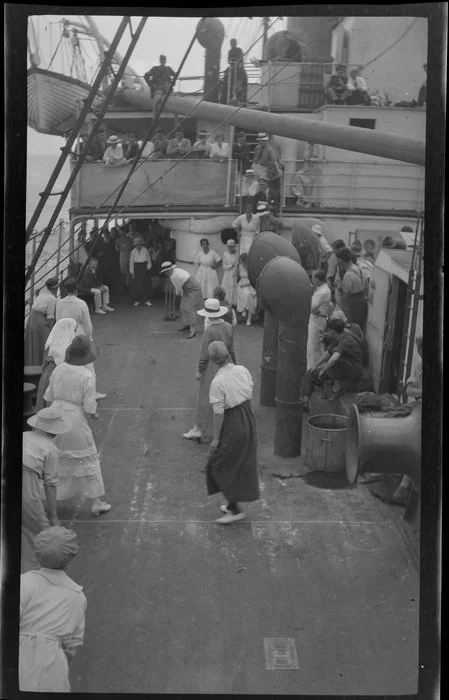 Cricket match on deck of ship