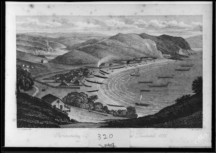 Polack, Joel Samuel, 1807-1882 :Kororareka, Bay of Islands, New Zealand. [London, Richard Bentley, 1838]