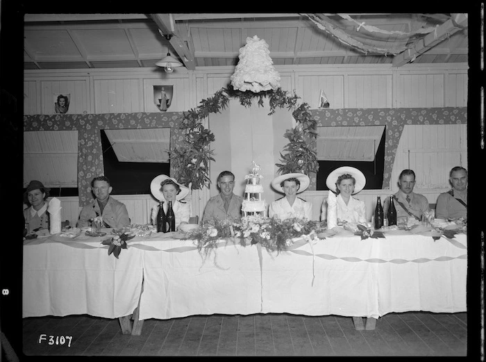 Butson and Green wedding breakfast, New Zealand General Hospital, New Caledonia, during World War 2
