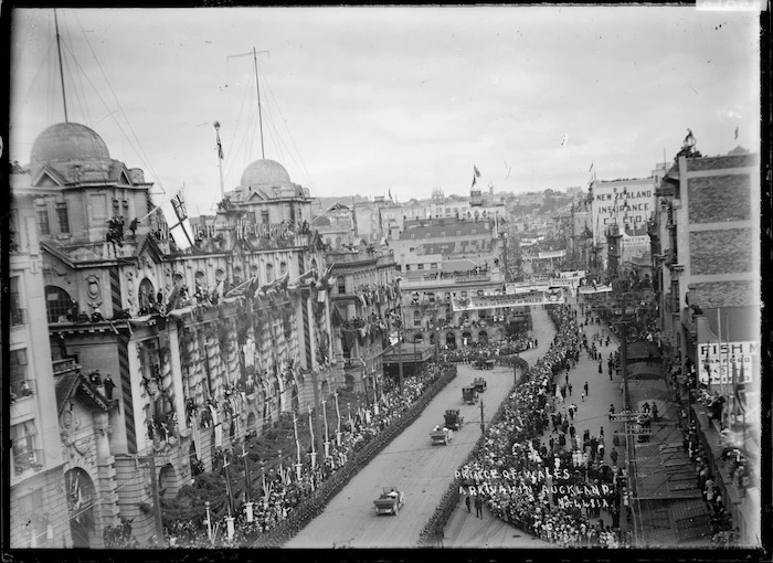 Queen Street, Auckland, during arrival of the Prince of Wales