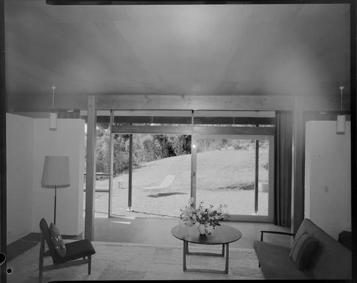Lounge interior, McKay house, Silverstream, Upper Hutt, Wellington