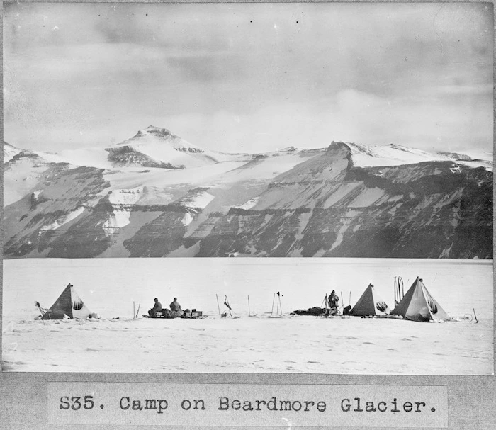 View of the camp on Beardmore Glacier, Antarctica - Photograph taken by Captain Robert Falcon Scott