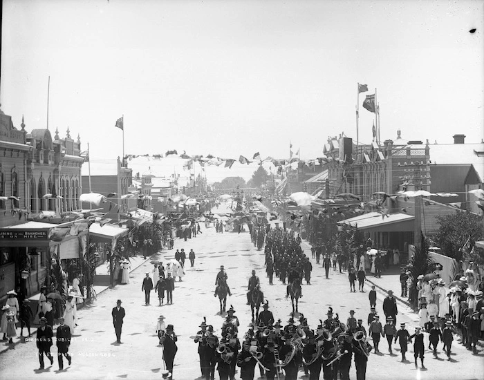 Procession in Nelson celebrating the 1902 Diamond Jubilee